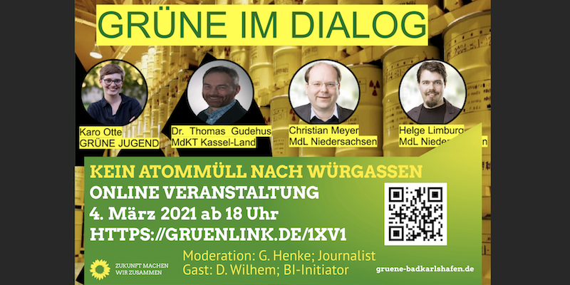 Grüne laden zur virtuellen Konferenz: Online-Dialog zum geplanten Atommülllager Würgassen